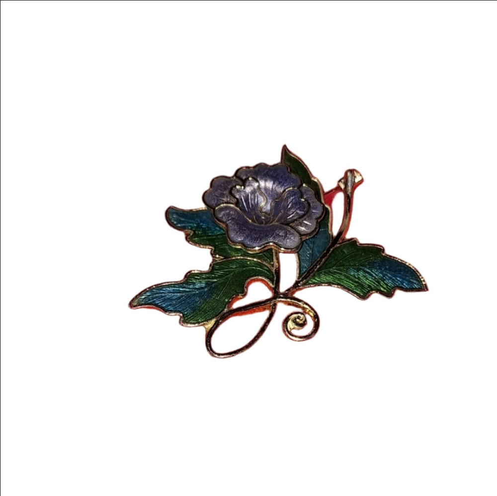 Vintage Brooch Purple Flower Gold Tone Jewelry